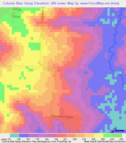 Colonia Blas Garay,Paraguay Elevation Map