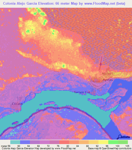 Colonia Alejo Garcia,Paraguay Elevation Map