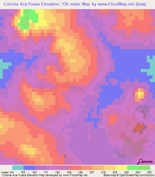 Colonia Aca-Yuasa,Paraguay Elevation Map