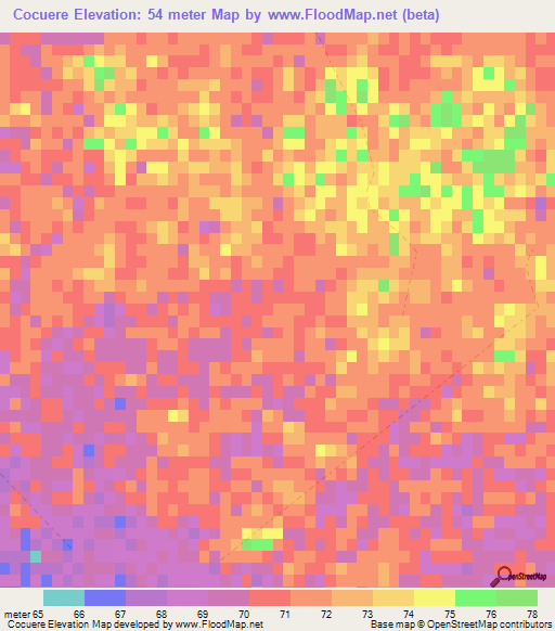 Cocuere,Paraguay Elevation Map