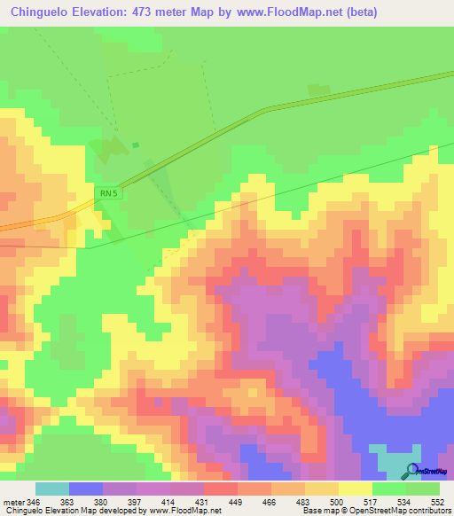 Chinguelo,Paraguay Elevation Map