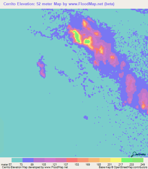Cerrito,Paraguay Elevation Map