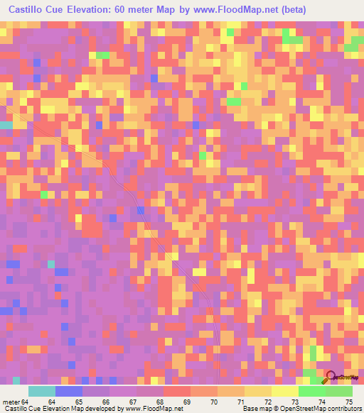 Castillo Cue,Paraguay Elevation Map