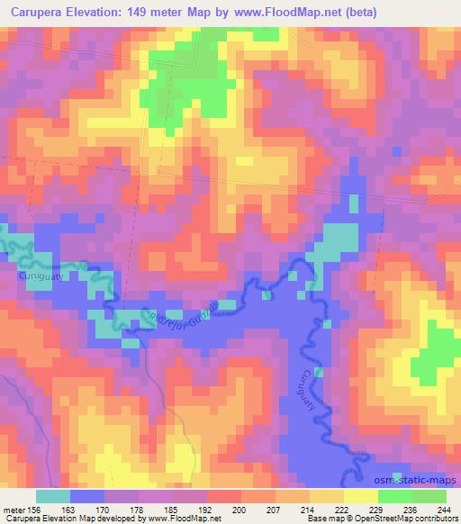 Carupera,Paraguay Elevation Map
