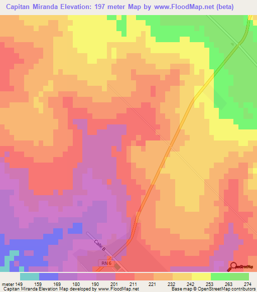Capitan Miranda,Paraguay Elevation Map
