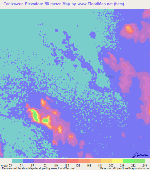 Caniza-cue,Paraguay Elevation Map