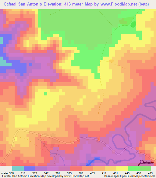Cafetal San Antonio,Paraguay Elevation Map