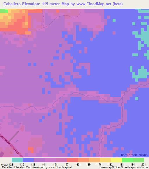 Caballero,Paraguay Elevation Map