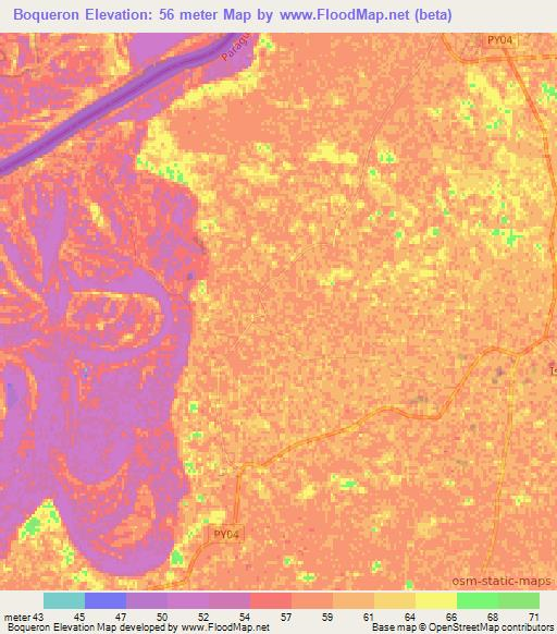 Boqueron,Paraguay Elevation Map