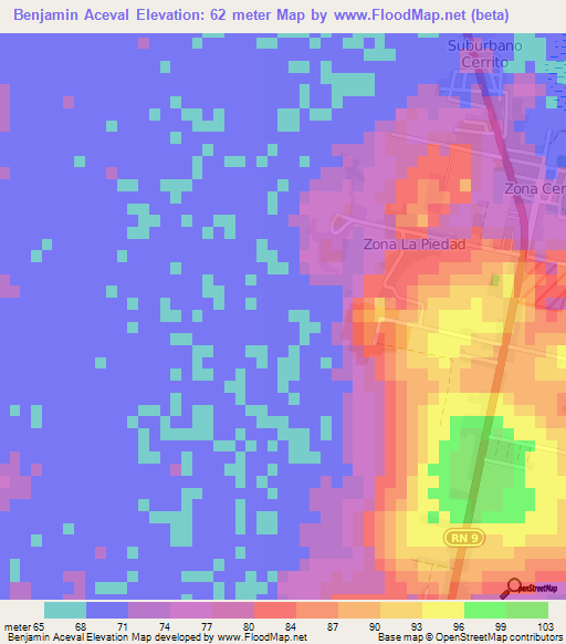 Benjamin Aceval,Paraguay Elevation Map