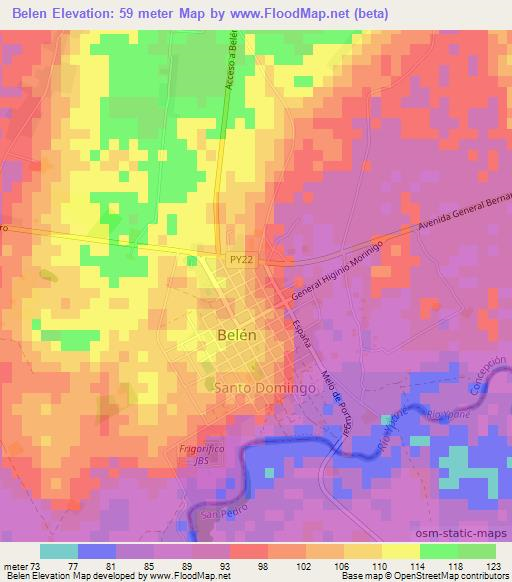 Belen,Paraguay Elevation Map