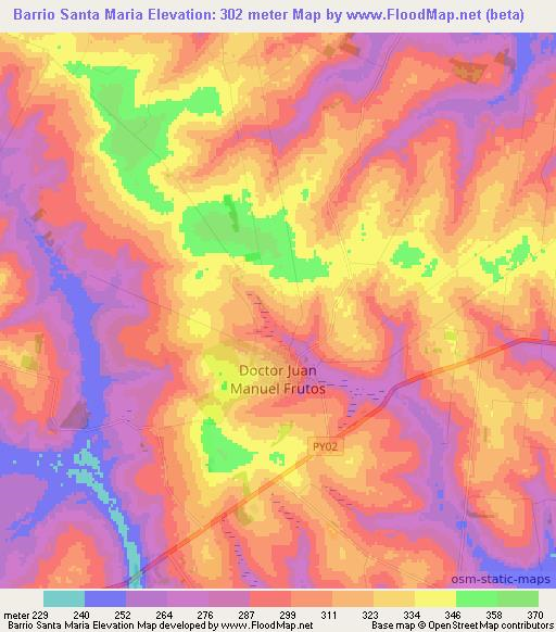 Barrio Santa Maria,Paraguay Elevation Map