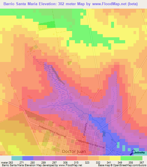 Barrio Santa Maria,Paraguay Elevation Map