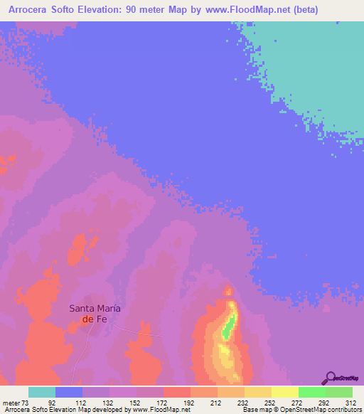 Arrocera Softo,Paraguay Elevation Map