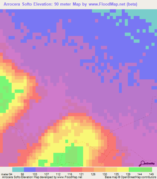 Arrocera Softo,Paraguay Elevation Map