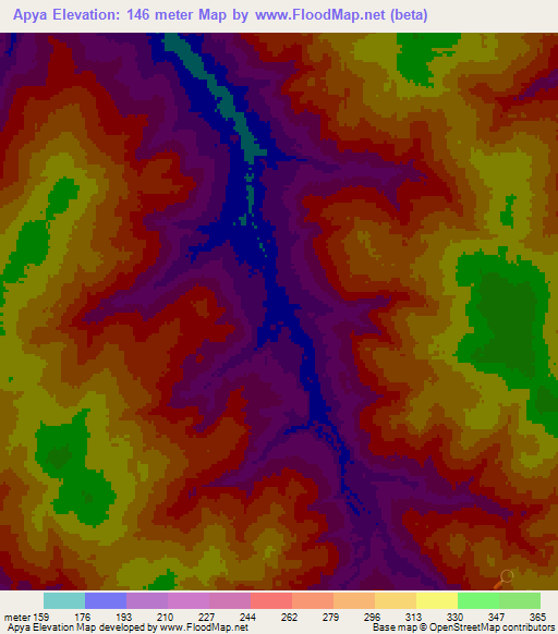 Apya,Paraguay Elevation Map