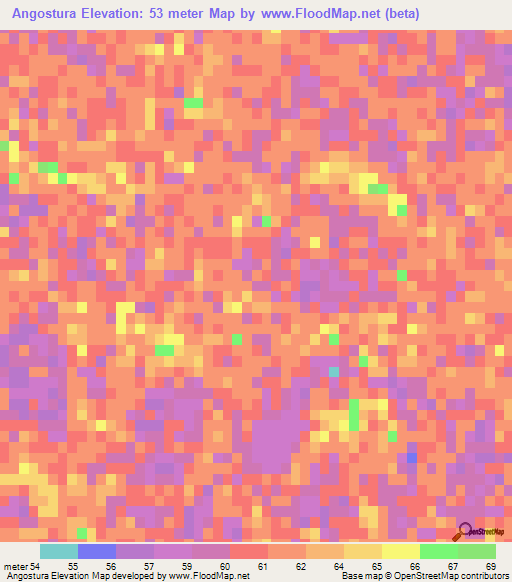 Angostura,Paraguay Elevation Map
