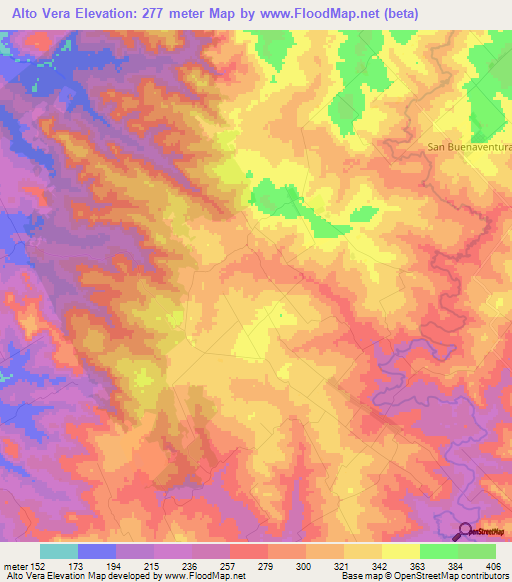 Alto Vera,Paraguay Elevation Map