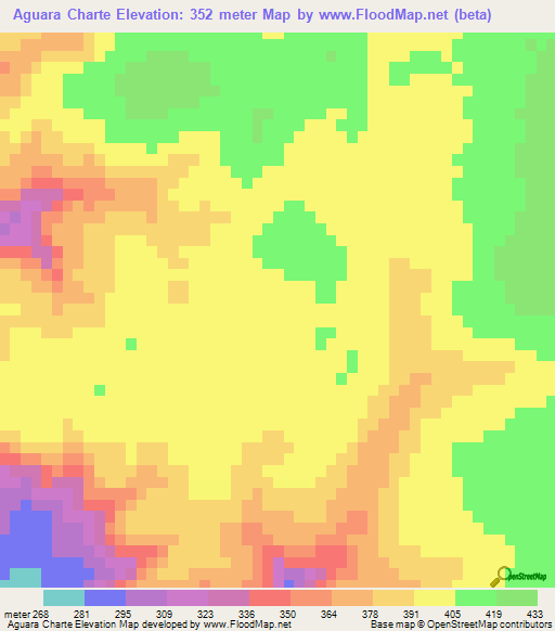 Aguara Charte,Paraguay Elevation Map
