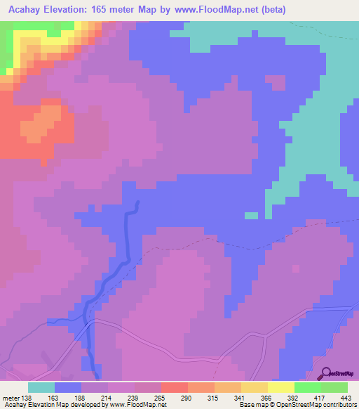 Acahay,Paraguay Elevation Map
