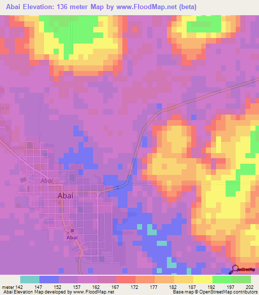 Abai,Paraguay Elevation Map