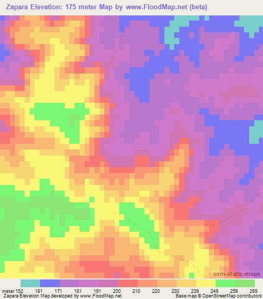 Zapara,Uruguay Elevation Map