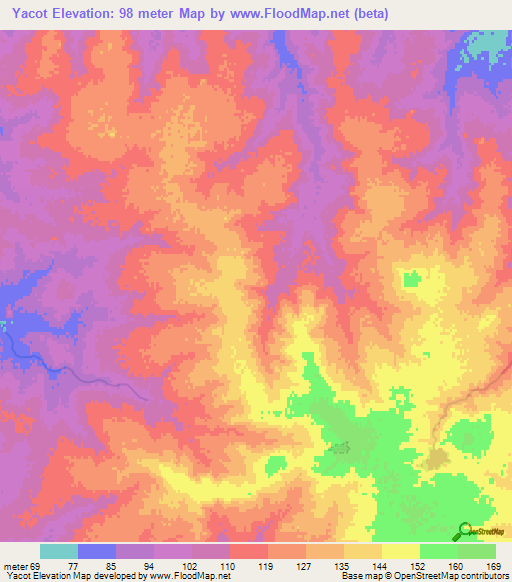 Yacot,Uruguay Elevation Map