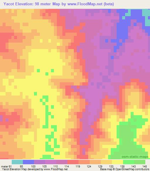 Yacot,Uruguay Elevation Map