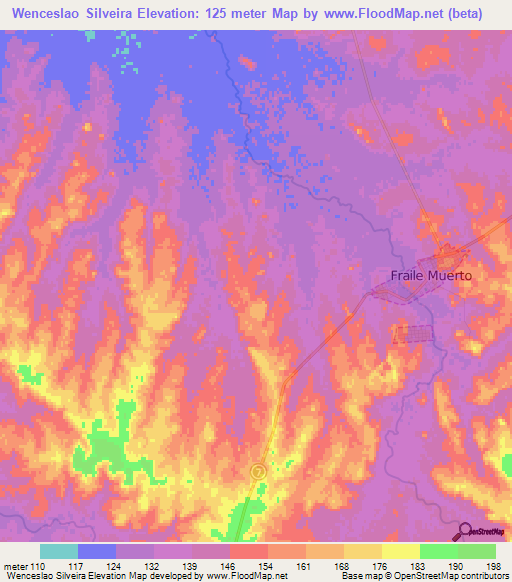 Wenceslao Silveira,Uruguay Elevation Map