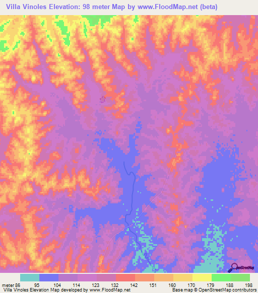 Villa Vinoles,Uruguay Elevation Map