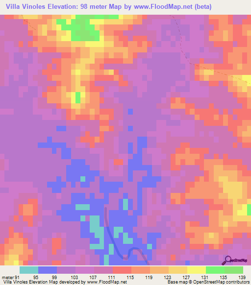 Villa Vinoles,Uruguay Elevation Map