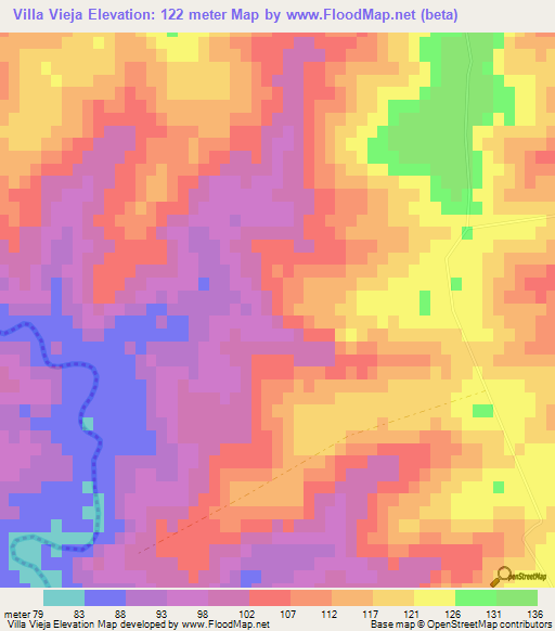 Villa Vieja,Uruguay Elevation Map