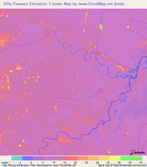 Villa Passano,Uruguay Elevation Map