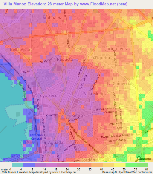 Villa Munoz,Uruguay Elevation Map