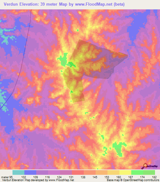 Verdun,Uruguay Elevation Map