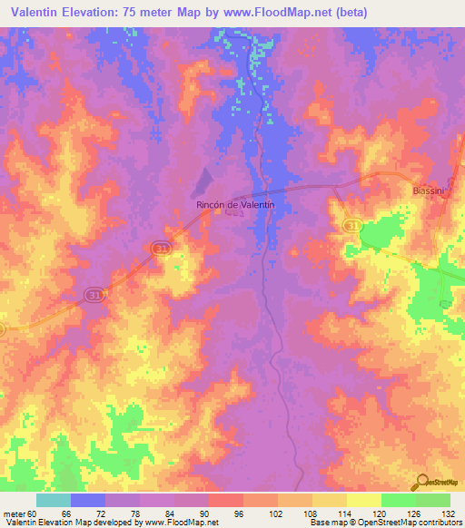 Valentin,Uruguay Elevation Map