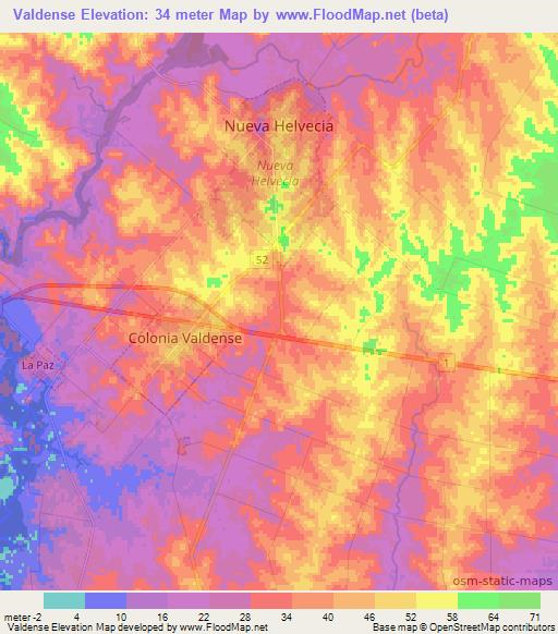 Valdense,Uruguay Elevation Map