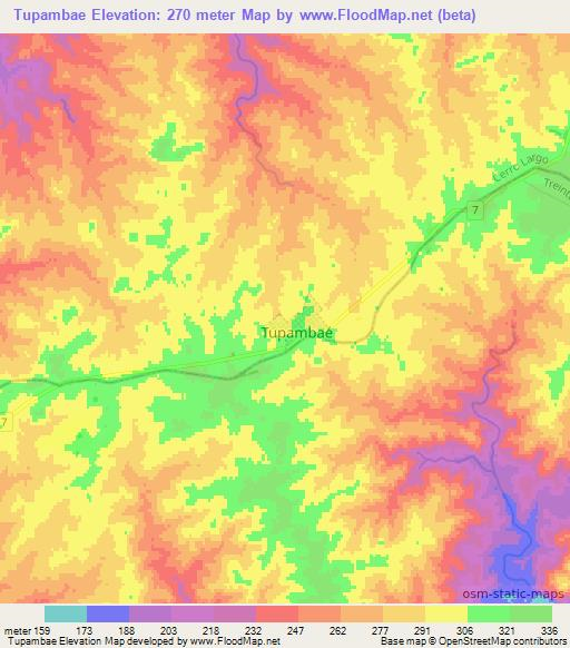 Tupambae,Uruguay Elevation Map