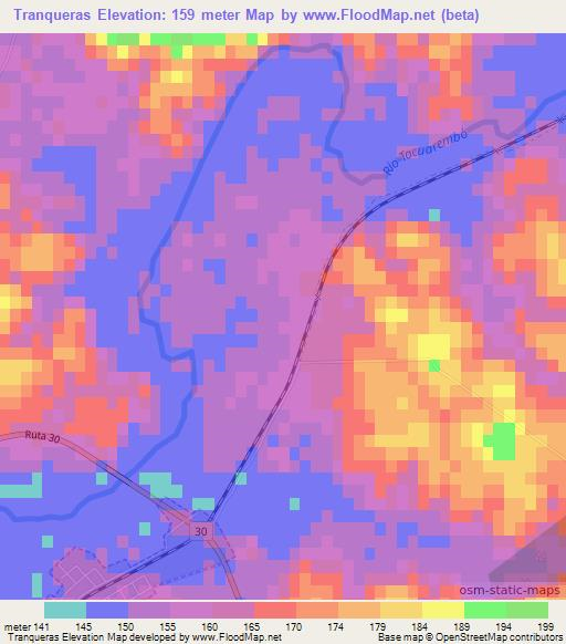 Tranqueras,Uruguay Elevation Map