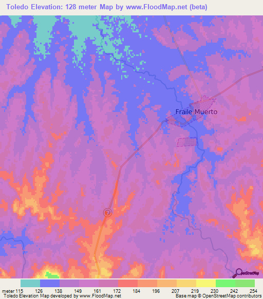 Toledo,Uruguay Elevation Map