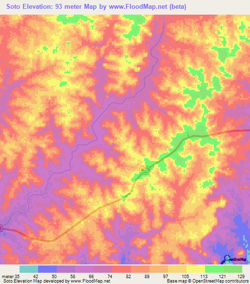 Soto,Uruguay Elevation Map