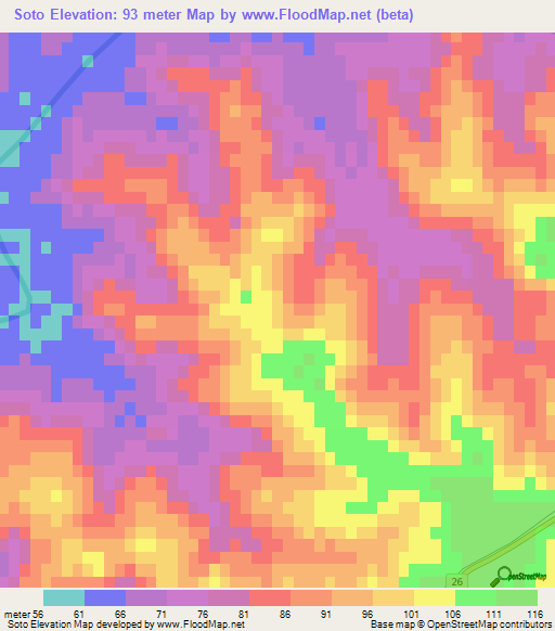 Soto,Uruguay Elevation Map