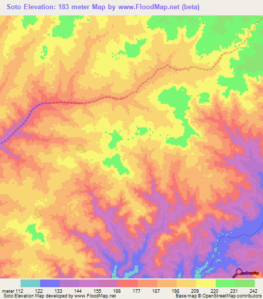 Soto,Uruguay Elevation Map
