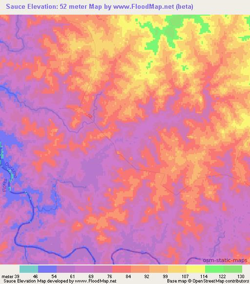 Sauce,Uruguay Elevation Map