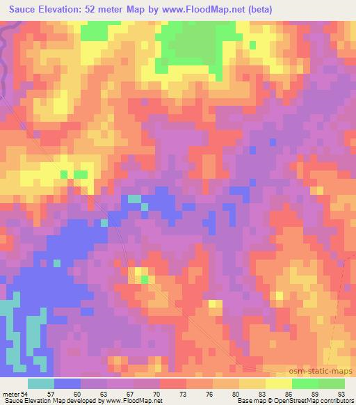 Sauce,Uruguay Elevation Map