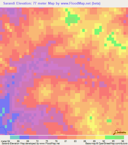 Sarandi,Uruguay Elevation Map