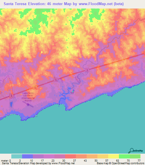 Santa Teresa,Uruguay Elevation Map