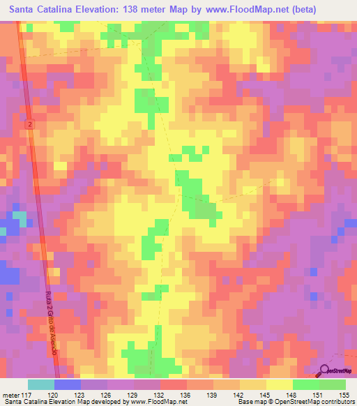 Santa Catalina,Uruguay Elevation Map