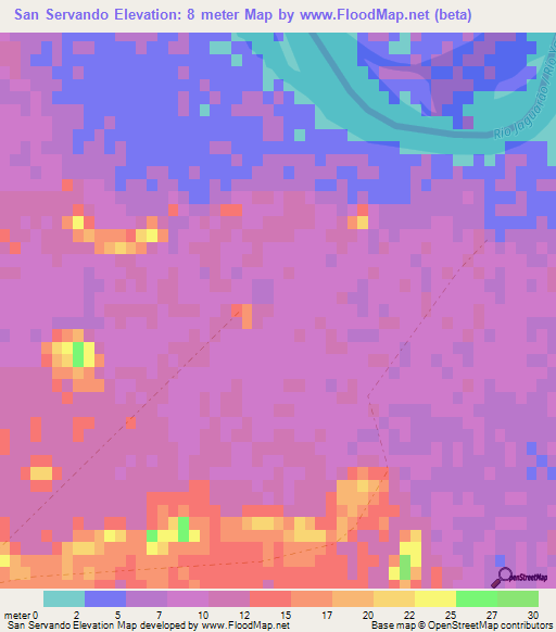 San Servando,Uruguay Elevation Map