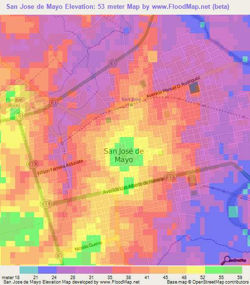 San Jose de Mayo,Uruguay Elevation Map